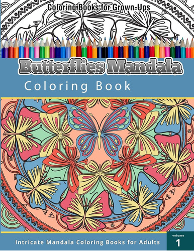 Libro De Colorear Para Adultos Con Mariposas Mandala Intrinc