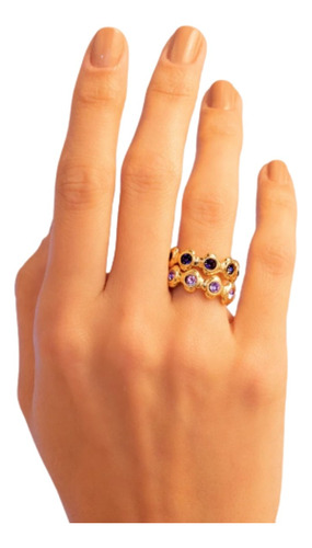 Set Anillos Argollas Mujer Baño Oro 24k  Garantizado