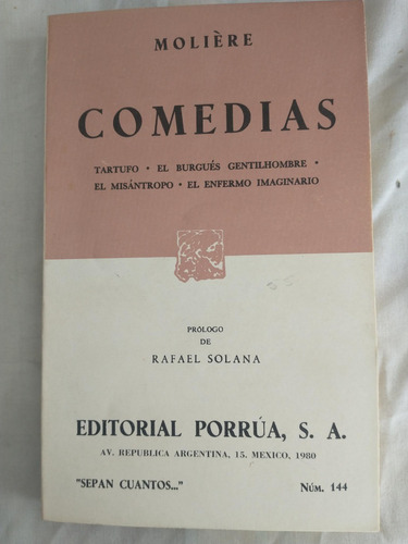 Comedias Moliere Tartufo El Burgués Gentilhombre El Misántro