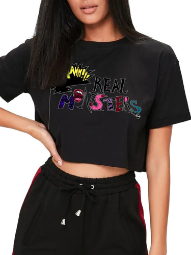 Playera Crop Top Real Monsters-mounstruos Verdad12