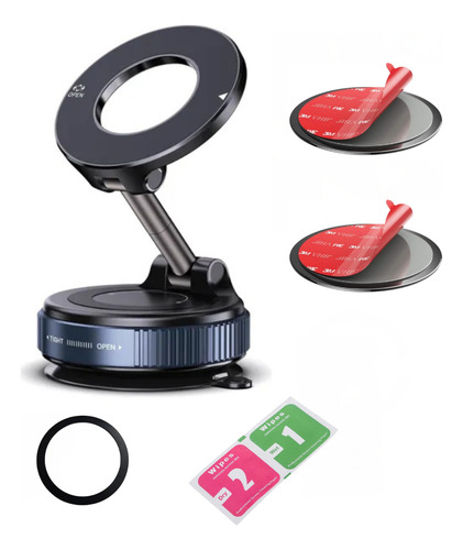 Soporte Magnético Giratorio 360° Celular Auto Y Escritorio Negro