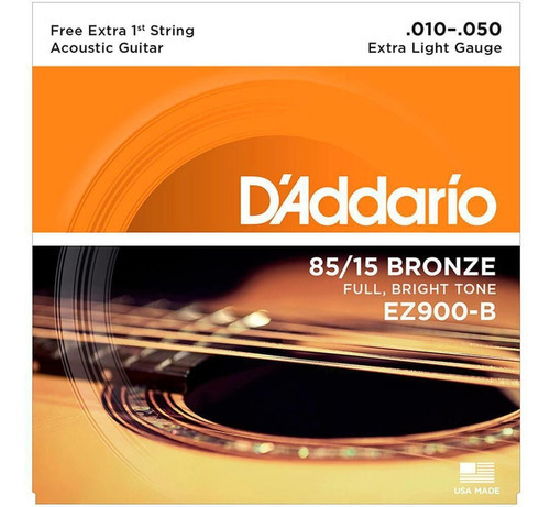 D'Addario EZ900-B Encordoamento Para Violão Aço  85/15 Bronze  Com Corda Extra PL010