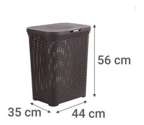 Imagen 3 de 3 de Cesto Canasto Ropa Sucia Bali 55 Litros Con Tapa