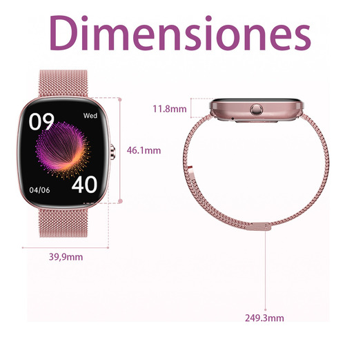 Reloj Inteligente Smart Watch Bluetooth,para Hombre Y Mujer - Monitor Cardiaco, 100+ Modos Deportivos, Alarma De Sueño Y Notificaciones Push