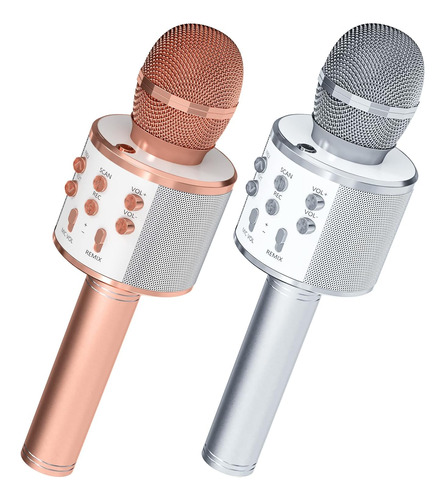 Micrófono Inalambrico Marca/karaoke/oro Rosa Y Plata