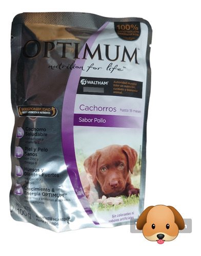 Alimento Optimum Perros Cachorros 12 Sobres X 100grs (pollo)