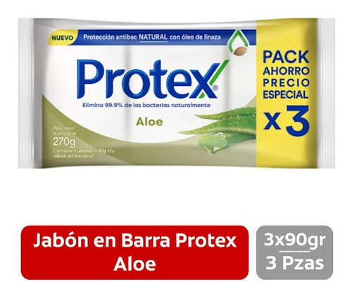 Jabon En Barra Protex Aloe 90gr*3(2 Pack)-super