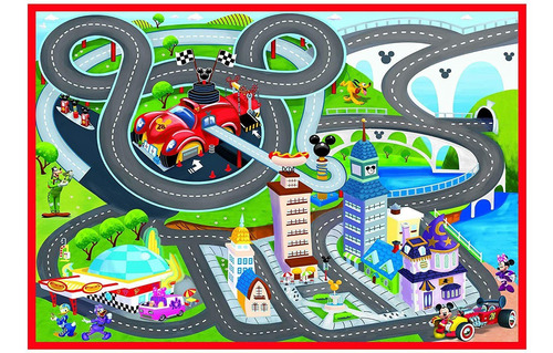 Alfombra Racer Game Carpet Mickey Mouse, X Grande, Rojo