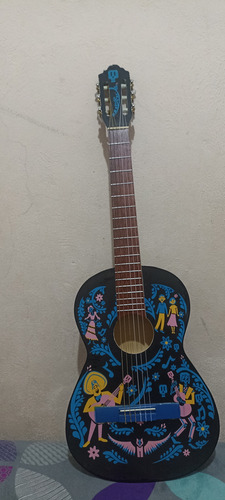 Guitarra De Coco Con Funda Y Púa, Como Nueva. Azul Ambidiestro (Usado)