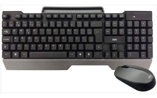 Kit Teclado E Mouse Sem Fio Office Tm406 Oex Cor do teclado Cinza