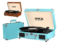 Comprar Tocadiscos Vinilo Bluetooth Spica Sp-t90 Vintage Parlante 3 Velocidades Color Celeste