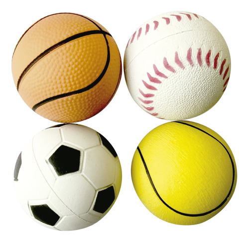 Brinquedo Para Cachorro Bola Esporte 4cm Variadas - Sap Cor Multicor
