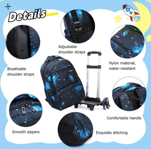 Etaishow Mochila Con Ruedas Geométrica Para Niñas Mochila