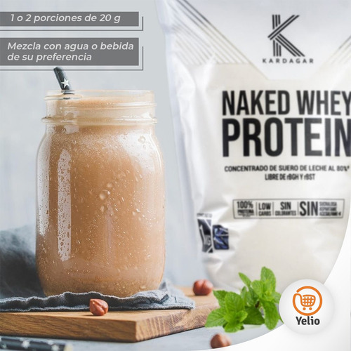 Kardagar Naked Whey, proteína com baixo teor de carboidratos, 1 kg, sabor sem sabor