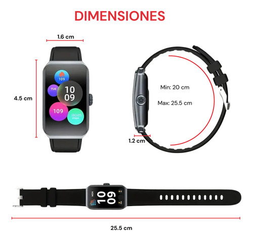 Smartwatch Reloj Inteligente Bluetooth 1.47'' Malla Silicona Plateado Negro Negro Negro