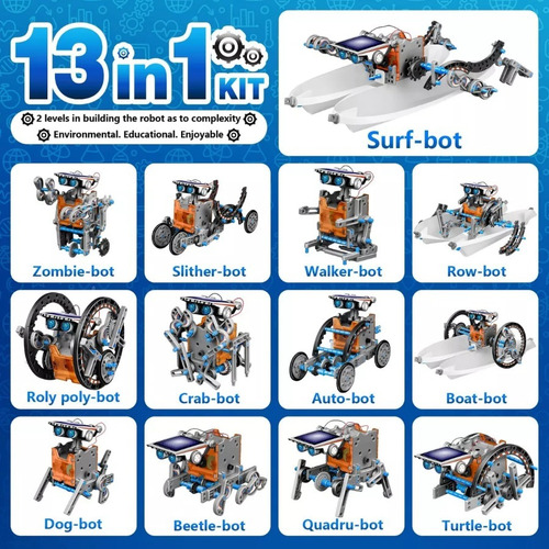 Kit De Construcción De Robot Solar Educativo 13 En 1 Energía Solar Café
