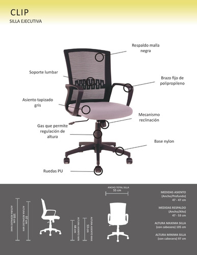 Silla De Oficina Clip O Click Para Escritorio O Home Office