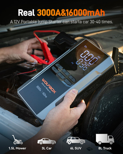 Wolfbox Arrancador 3000 A Con Compresor De Aire 160 Psi