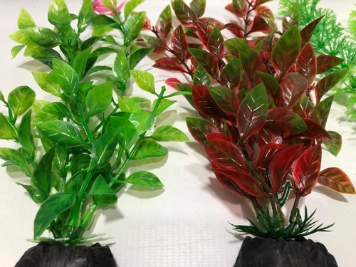 Imagem 2 de 5 de Planta Plástica Artificial Aquário 20 Cm - Kit A 03 Un.