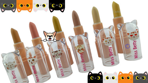 6 Corrector En Barra Kawaii Gatos + Cosmetiquera, 6 Tonos