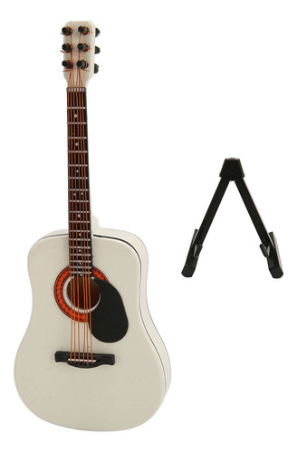 Guitarra Dollhouse Mini Modelo Blanca De 5.1 Pulgadas De Lar