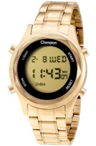 Relógio Champion Feminino Led Digital Dourado Grande Ch48108