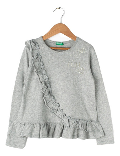 Blusa Asimétrica Con Olanes Manga Larga Para Niña 6 Años