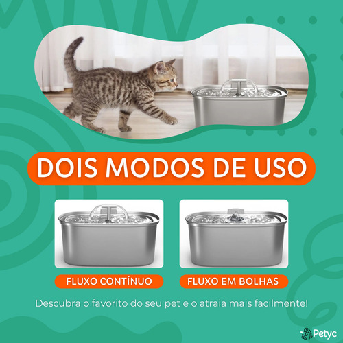 Bebedouro Automático Pets 3,2l Hidratação Contínua Eficaz Nf Cor Prateado 5v