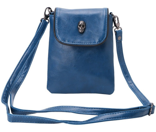 Bolsa De Hombro Para Mujer Craneo Azul M2974