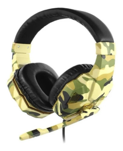 Auriculares Gamer Skyway Camuflado Led Microfono Pc Consola Color Verde