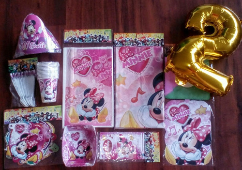 Kit Decoracion Minnie Mouse Fiesta 24 Invitados+ Obsequio