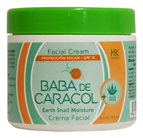 Baba De Caracol Crema Facial Hidratante De Aloe Vera 3,5 Oz