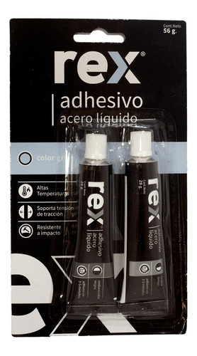 Pegamento Adhesivo Acero Líquido Rex Gris 56g