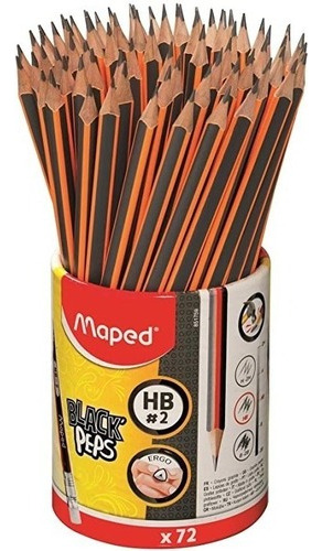 Bote De Lapiz Maped Triangular Black-peps #2 Hb C/72 Piezas