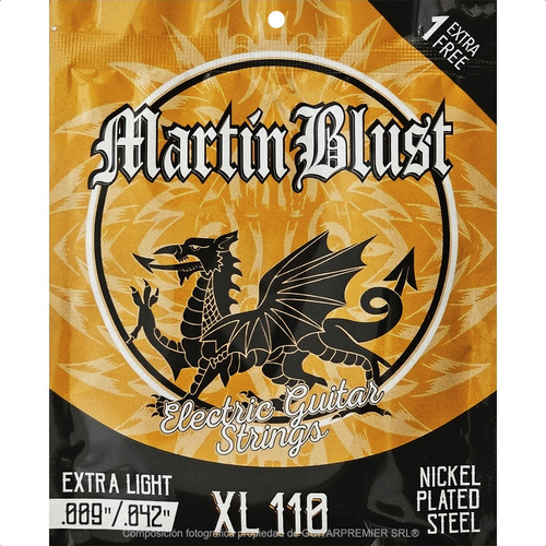 Encordado Guitarra Electrica Martin Blust 009 Xl110 +1 Extra