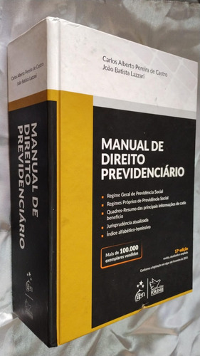 Livro Manul De Direito Previdenciário Carlos Alberto Castro