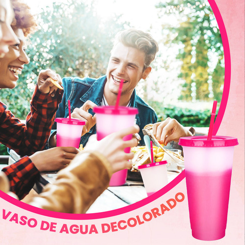A 10pzs Vasos Magicos Cambian De Color Con Tapa Y Popote