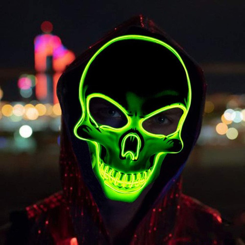 Mascara Led C/ Luz Led/neon Calavera Dia De Muertos Sy-mj05