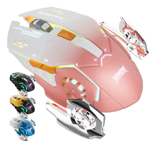 Mouse Gamer Rgb Inalámbrico Bluetooth G-xqte Dual Mode Bt & usb 2.4g GM28ProMax Rosa