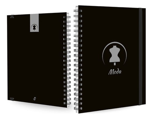 Caderno Universitário Plus Profissões Preto Prata 1 Matéria Cor Moda