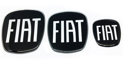 3 Adesivos Emblema Fiat Preto Black Punto 2008 A 2016