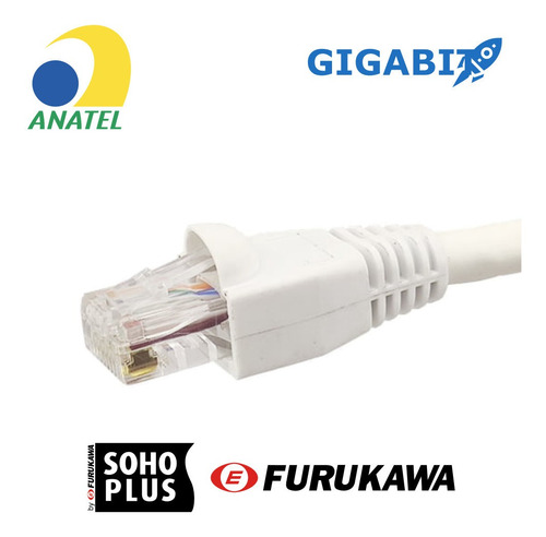 Kit 10 Un Cabo De Rede 1m Cat5e Furukawa Rj45 Branco Gigabit