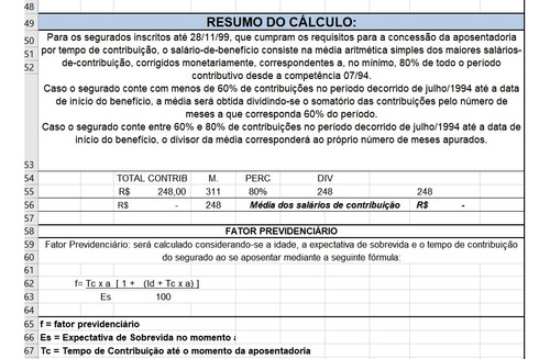 Planilha Calculo Revisional Toda A Vida Desde 1964 Atualizad