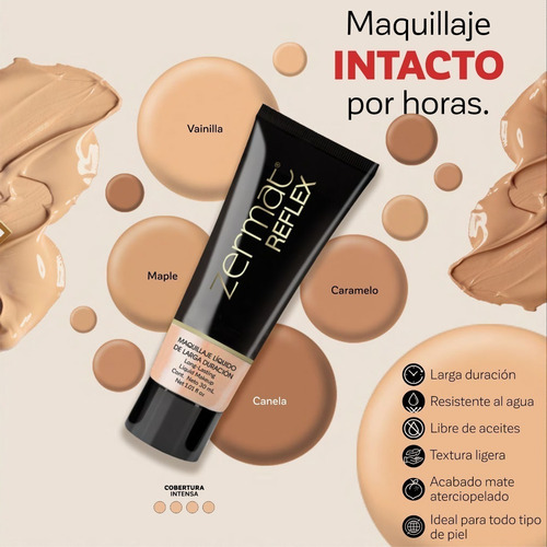 Maquillaje Líquido De Larga Duración Reflex 30 Ml - Zermat Vainilla