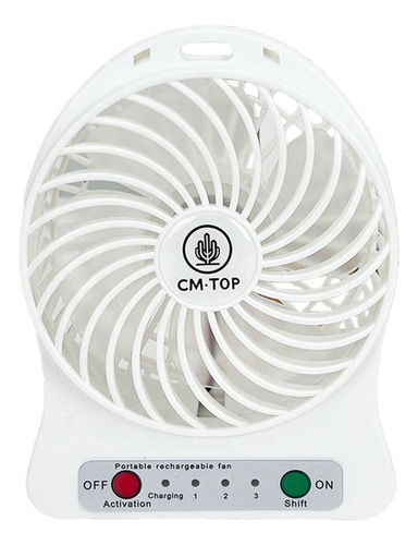 Mini Ventilador Portátil 3 Escritorio De Velocidad Con Luz 11 Cm N/a Blanco Transparente Plástico 4