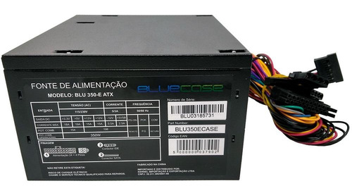 Imagem 2 de 6 de Fonte 350w Atx P/ Gabinete Pc Cpu Bivolt Blu350 - Bluecase