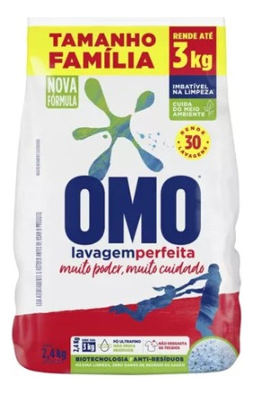 Sabão Em Pó Omo Lavagem Perfeita 2,4kg Rende 30 Lavagem
