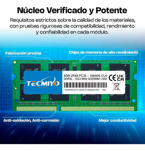 Memoria Ram 4gb Ddr3l 1333 Mhz Para Notebook Sodimm Tecmiyo