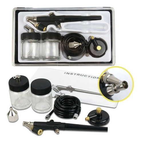 Imagen 3 de 7 de Kit 3 Aerografos Profesional Compresor Master Rudo