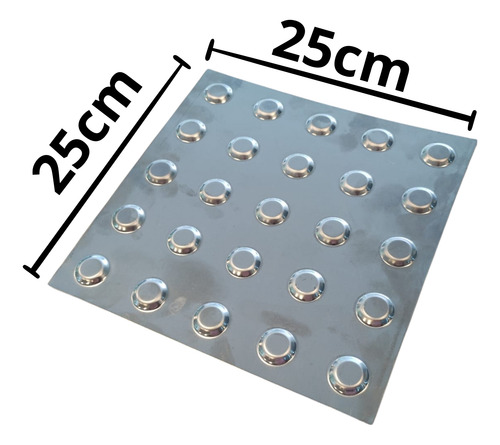 22 Unidades De Piso Tátil Inox Placa 25x25